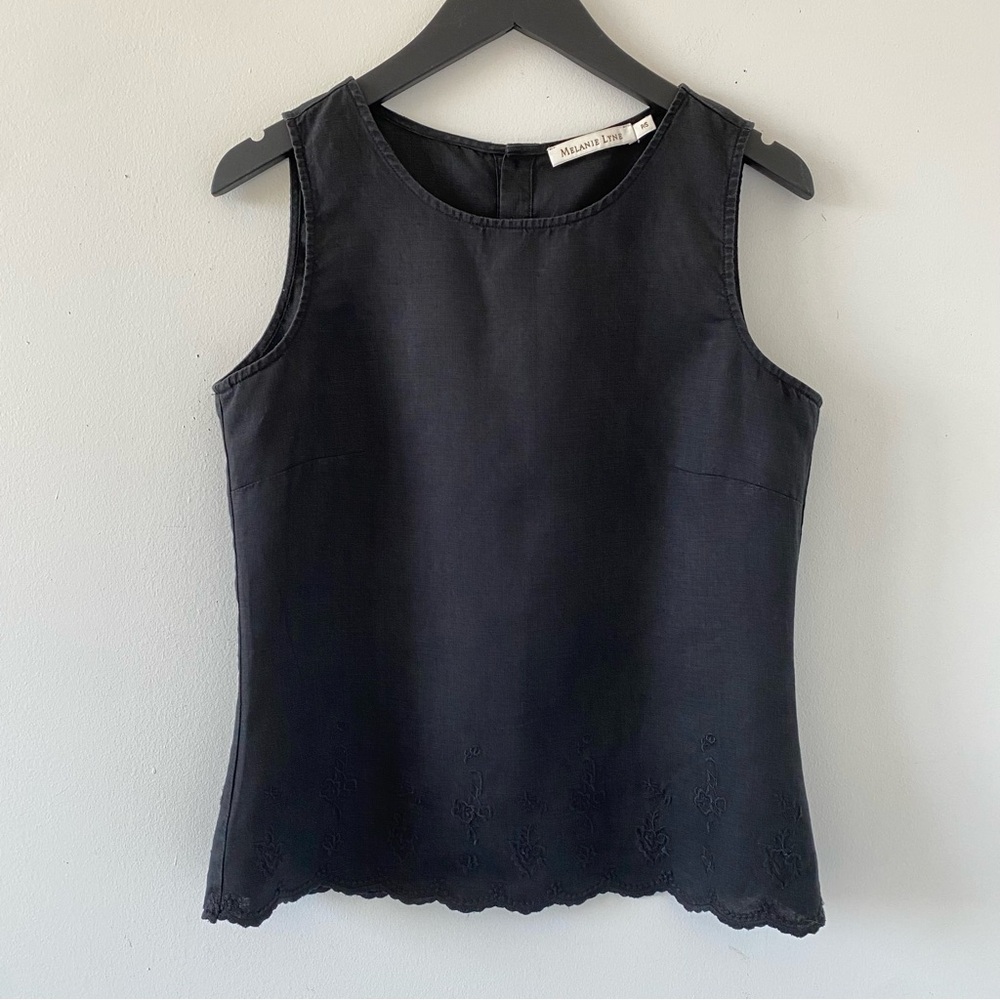 Y2K 100% Linen Back Button-Down Sleeveless Top